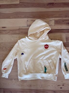 RARE Parker Cream Hooded Sweatshirt with Colorful Patches